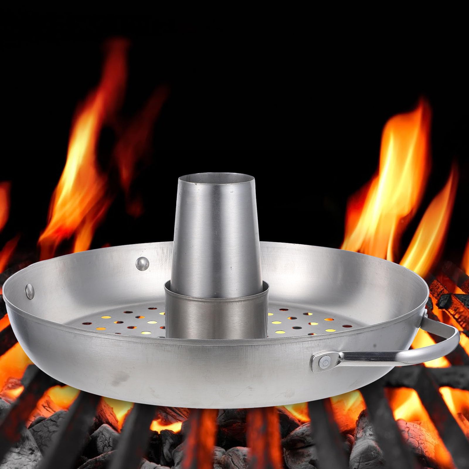 CALLARON Supporto Trasportare Pollo Inossidabile per Arrosto in Argento Posizionamento Stabile Facile per Barbecue e Picnic