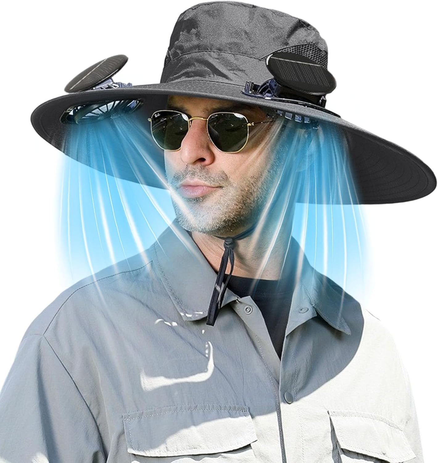 Solar Fan Hat Wide Edge Outdoor