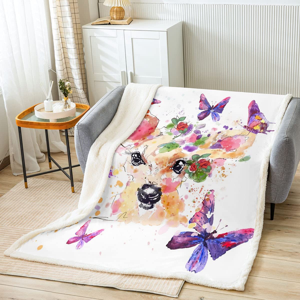 Coperta in pile con farfalle in 3D con stampa a farfalla, per bambine e donne, dipinta