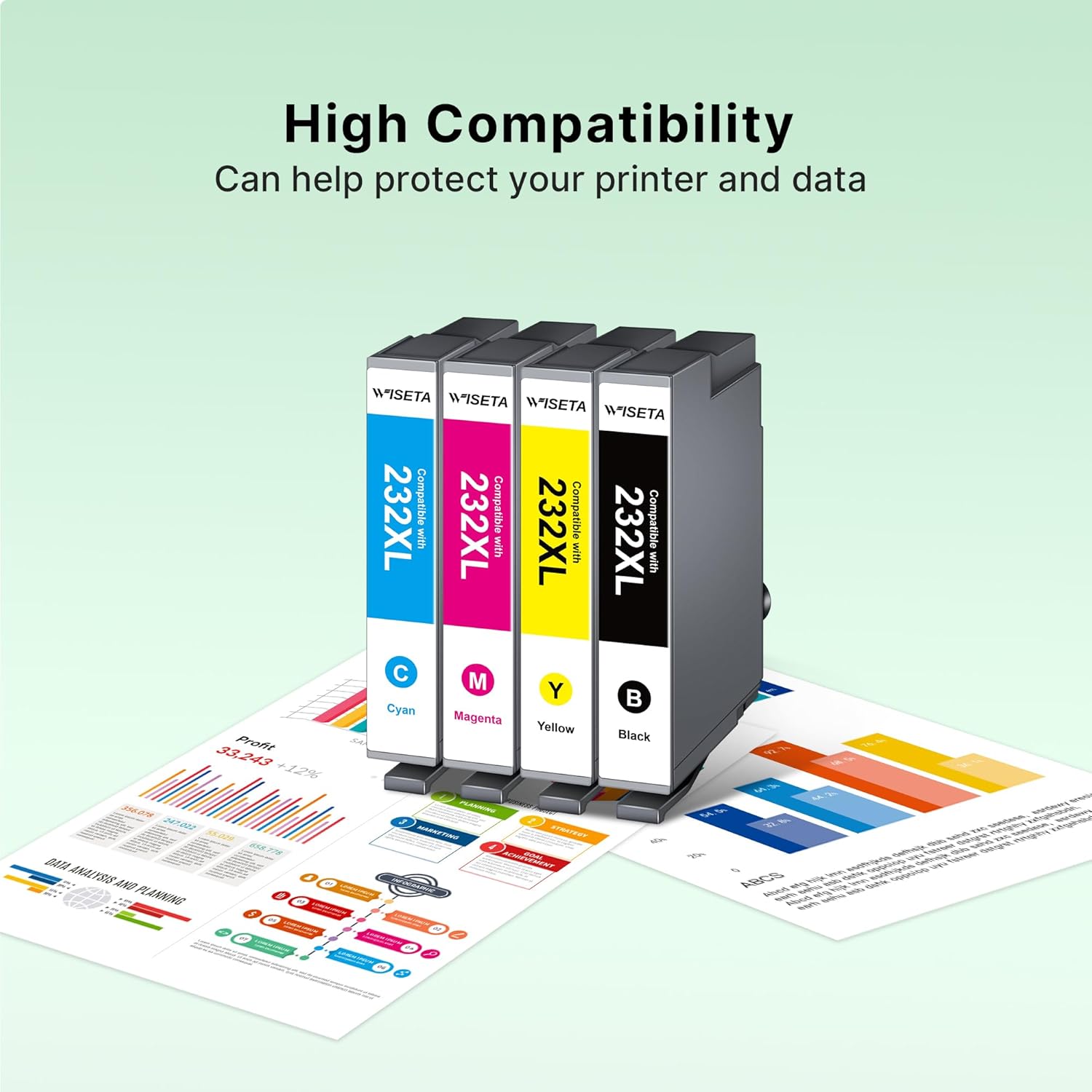 Wiseta Remanufactured 232XL Ink Cartridges Combo Pack for 232XL Ink Cartridges Combo Pack for 232 232XL 232 XL T232 to use with XP-4205 XP-4200 WF-2930 WF-2950 Printer, 5 Pack-BCMY