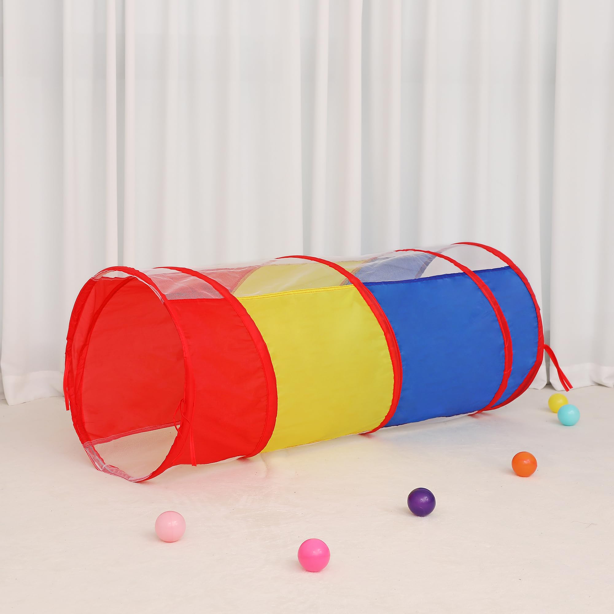 Tienda de campaña desplegable de 3 piezas, túnel de gateo, pozo de pelotas | Incluye estuche de transporte, casa de juegos interior para bebés, niños pequeños y niñas, 47 pulgadas de 4