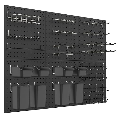 Peg Board Kit, Includes Pegboard and Accessories,with Hooks and Bins,Peg