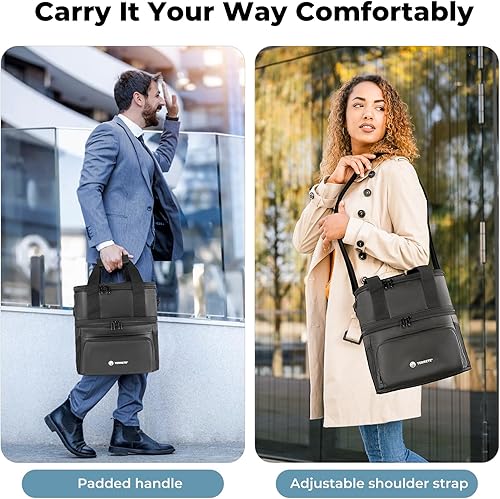 Miniatura 6 de Lonchera aislada  Doble cubierta, bolsa enfriadora a prueba de fugas para hombres y mujeres, bolsa de almuerzo grande para el trabajoviajes (15L