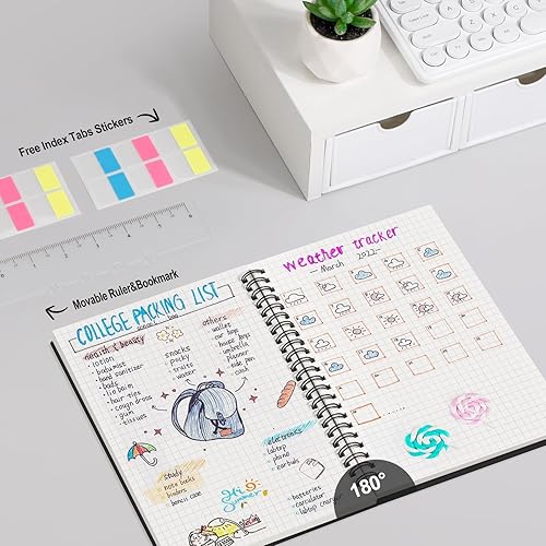 Vista 111 de AHGXG Diario de puntos y viñetas – Cuaderno de espiral de cuadrícula de puntos de 8.5 x 11 pulgadas, cuaderno de puntos grande A4, papel grueso