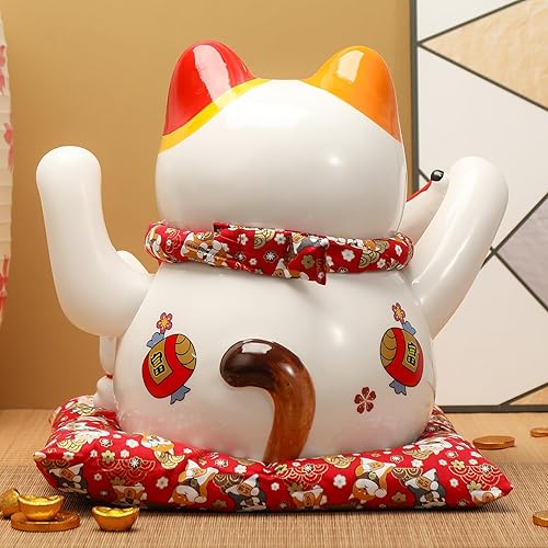 Miniatura 6 de Estatua de la suerte, figuras de gato chino, brazo agitador de gato chino, Maneki Neko, cerámica, dinero japonés, fortuna, gato, decoraciones de