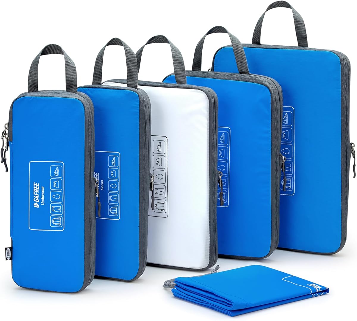 G4Free 6 Set Compression Packing Cubes, 3 sizes Travel Packing Organizers for Suitcases, Expandable Luggage Suitcase Storage Bags Set, Lightweight Packing Cubes Travel Essentials