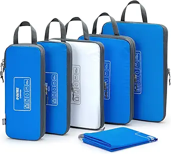 G4Free 6 Set Compression Packing Cubes, 3 sizes Travel Packing Organizers for Suitcases, Expandable Luggage Suitcase Storage Bags Set, Lightweight Packing Cubes Travel Essentials