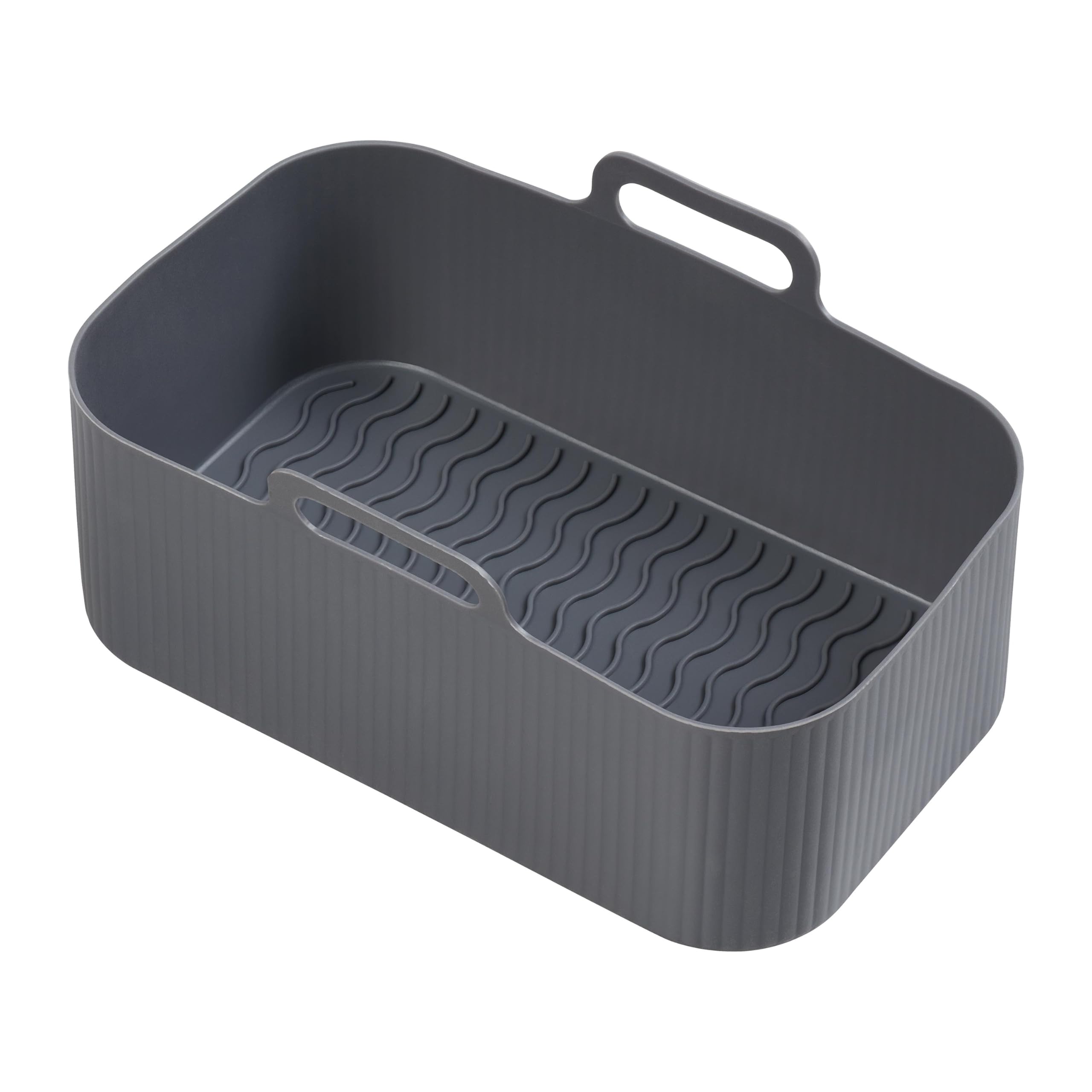 Chef Aid Rectangle Air-Fryer Liner, 19.5cm X 12.5cm X 7cm with grooved base for Increased air-flow, Easy Cleaning, Grey