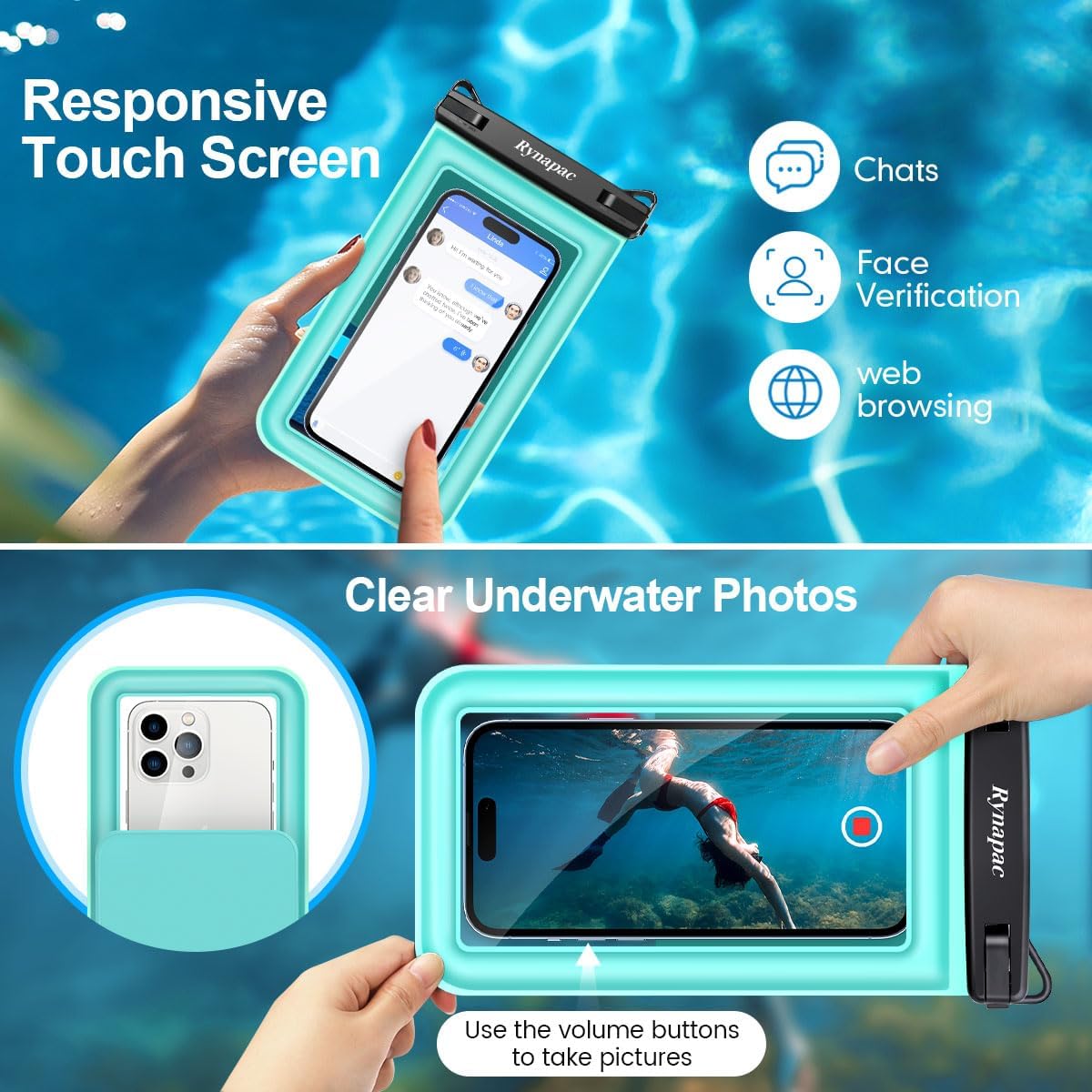 [Up to 8.5''] Waterproof Phone Pouch Floating 2 Pack, IPX8 Double Space Waterproof Phone Case with Lanyard for iPhone 17 16 15 Pro Max, Galaxy S26 Ultra, Cellphone Dry Bag Beach Cruise Ship Essentials