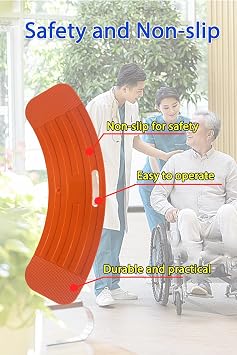 Transfer Board – Transfer Skateboard Non-Slip Slide Assist Device |Patient Strong Slide Board Mobility Aid with Handle for Safe & Easy Transfers | Wheelchair to Bed, Toilet, Car or Bath (Orange)