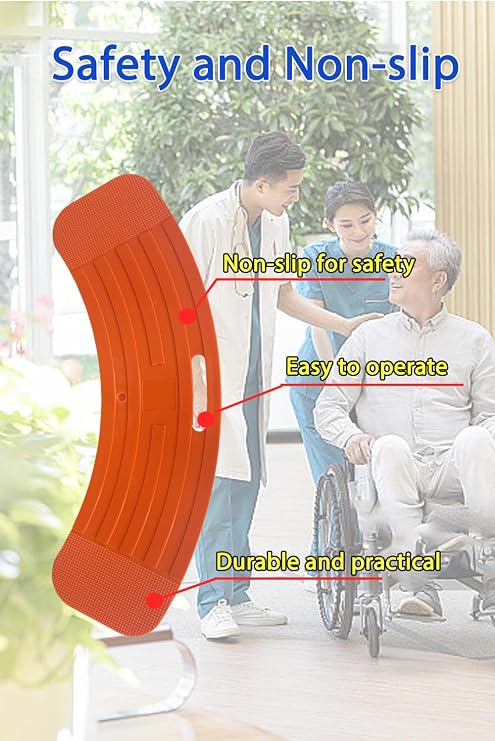 Transfer Board – Transfer Skateboard Non-Slip Slide Assist Device |Patient Strong Slide Board Mobility Aid with Handle for Safe & Easy Transfers | Wheelchair to Bed, Toilet, Car or Bath (Orange)