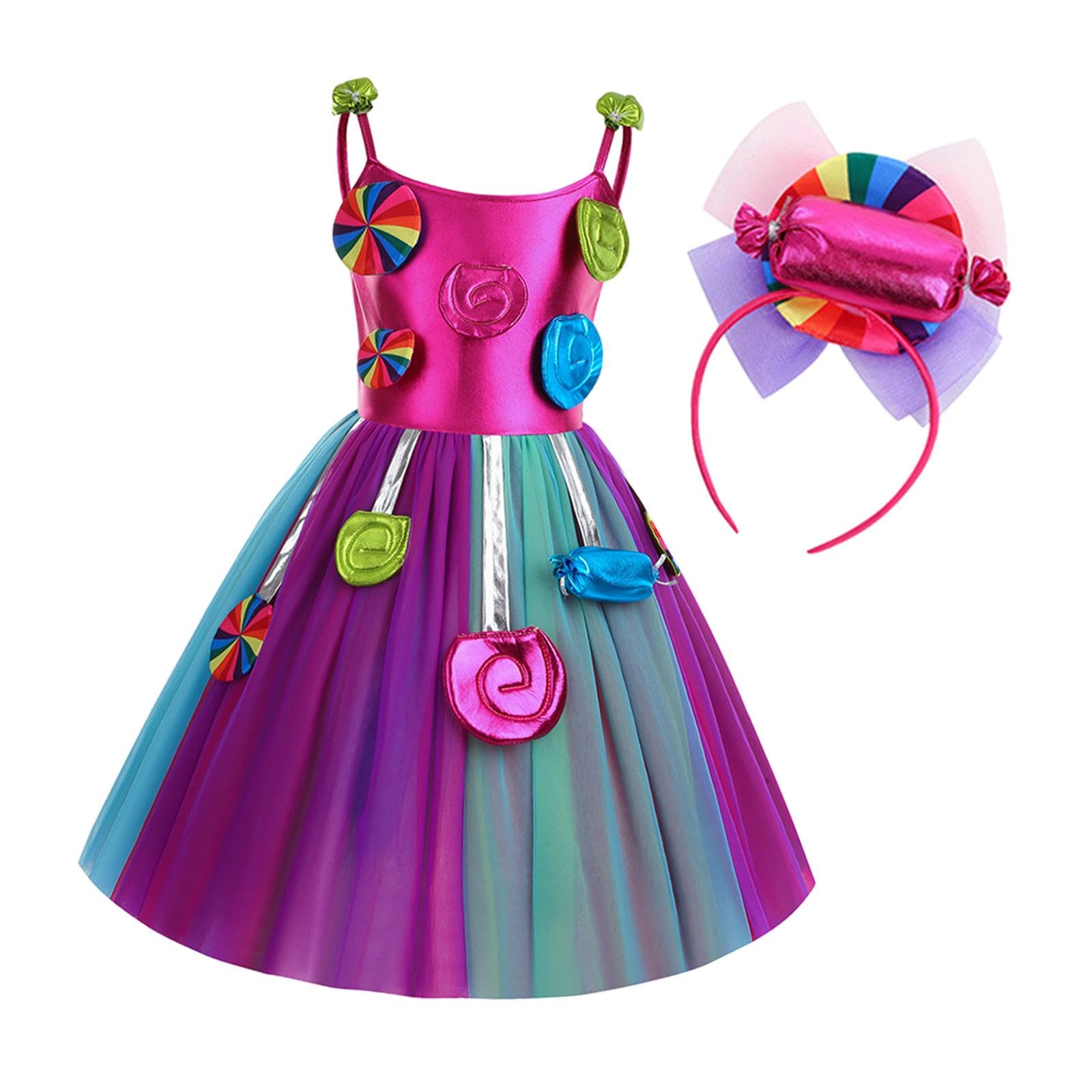 Colcolo Kleid Prinzessin Tüll Kostüm Kinder Mädchen Detailreiches Design mit Stirnband Polyester für Karneval Rollenspiel Fotoaufnahme, 140