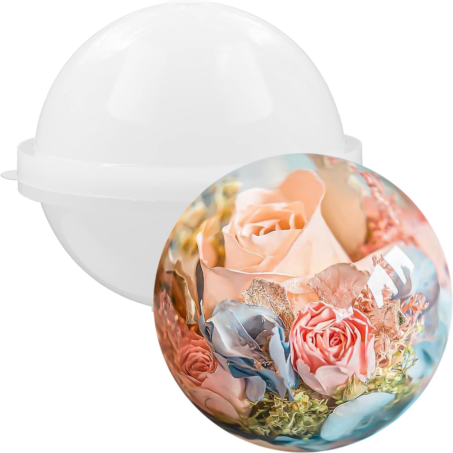 FUNSHOWCASE 5inch Sphere Ball Silicone Mold Extra Large for Resin Epoxy, Candle Wax, Homemade Soap, Bath Bomb, Concrete, Cement, Plaster