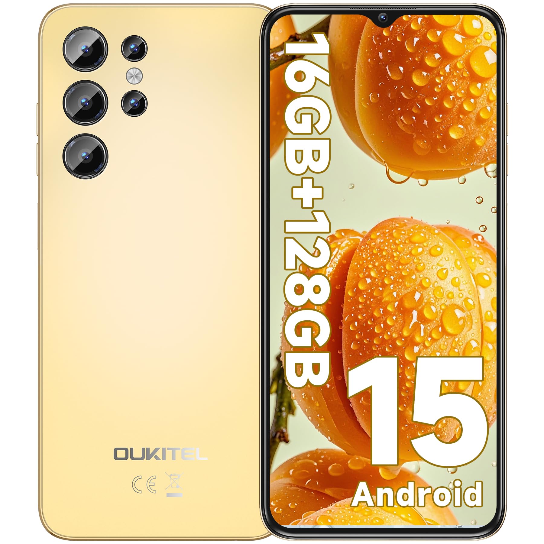 OUKITEL C1 Smartphone Android 15, 16GB +128GB/1TB Telefono Cellulare 2025, 6.52" HD+ Telefoni, 5150mAh Cellulari e Smartphone 4G, 13MP+5MP, Octa Core, Dual SIM 3 Slot/GPS/Fingerprint/OTG/3.5mm Jack