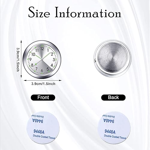 Miniatura 2 de Reloj de 2 piezas para pegar en el tablero de instrumentos del automóvil, mini reloj luminoso para ventilación de automóvil, reloj para salpicadero,