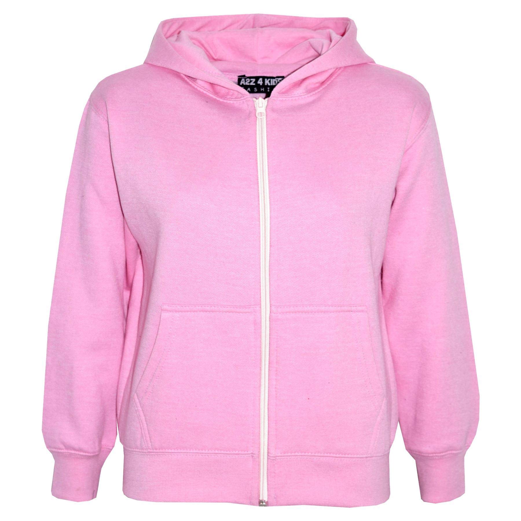 A2Z 4 Kids Girls Boys Classic Plain and Tie Dye Print Soft Fleece Full Zip-Up Hooded - Zipper Baby Pink 5-6.