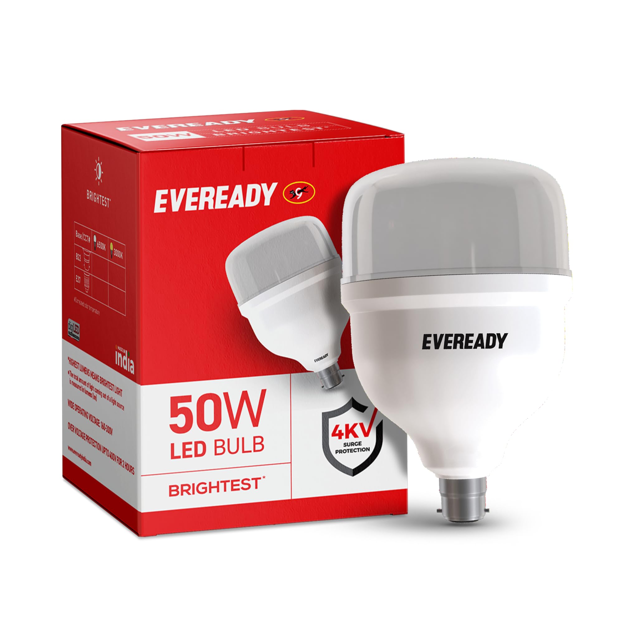 EVEREADY 50W LED Hammer Bulb, High CRI & High Efficiency