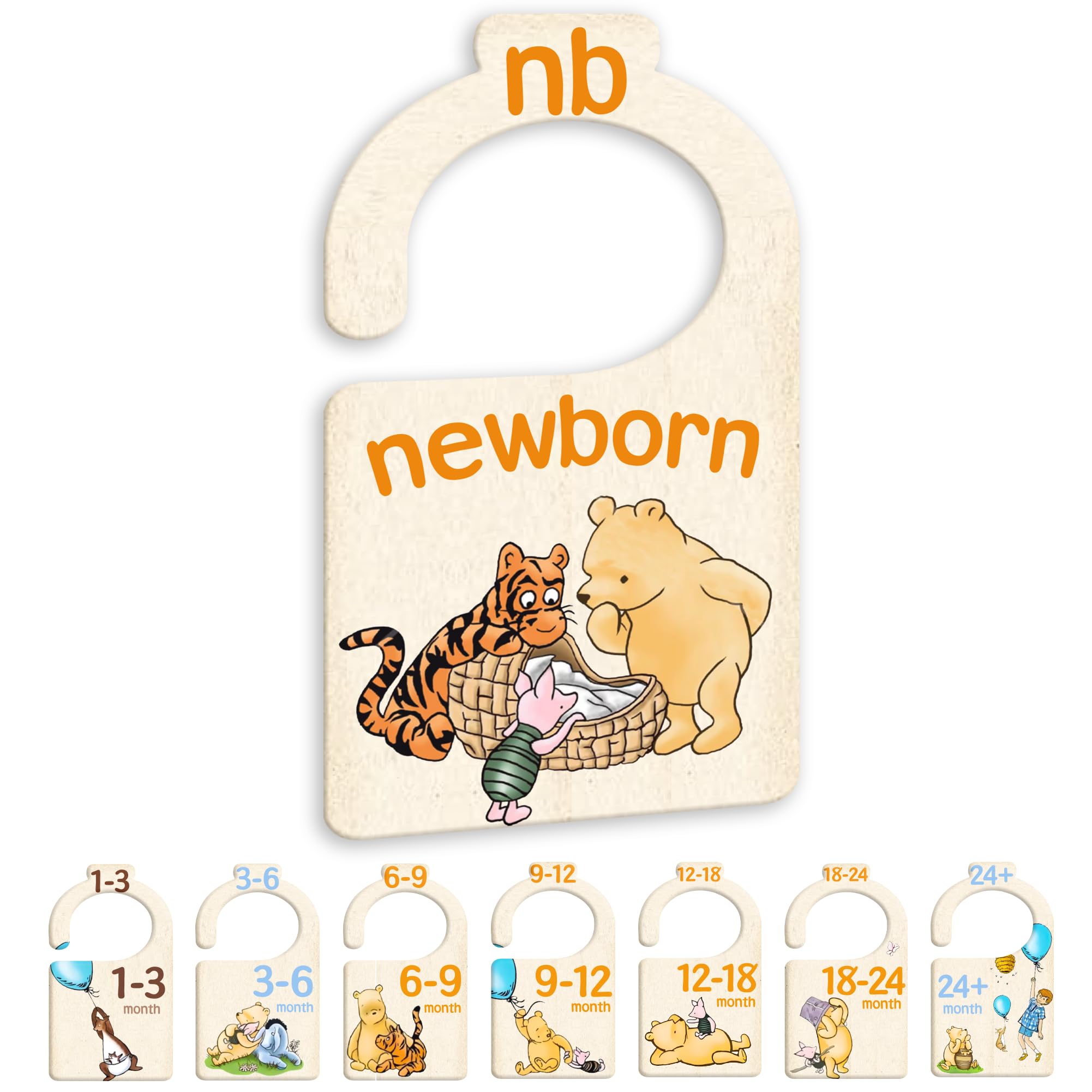 JMOST Pooh Bear Baby Closet Dividers for Nursery Closet Organizer Newborn to 24 Months Size Clothes Bear Hangers