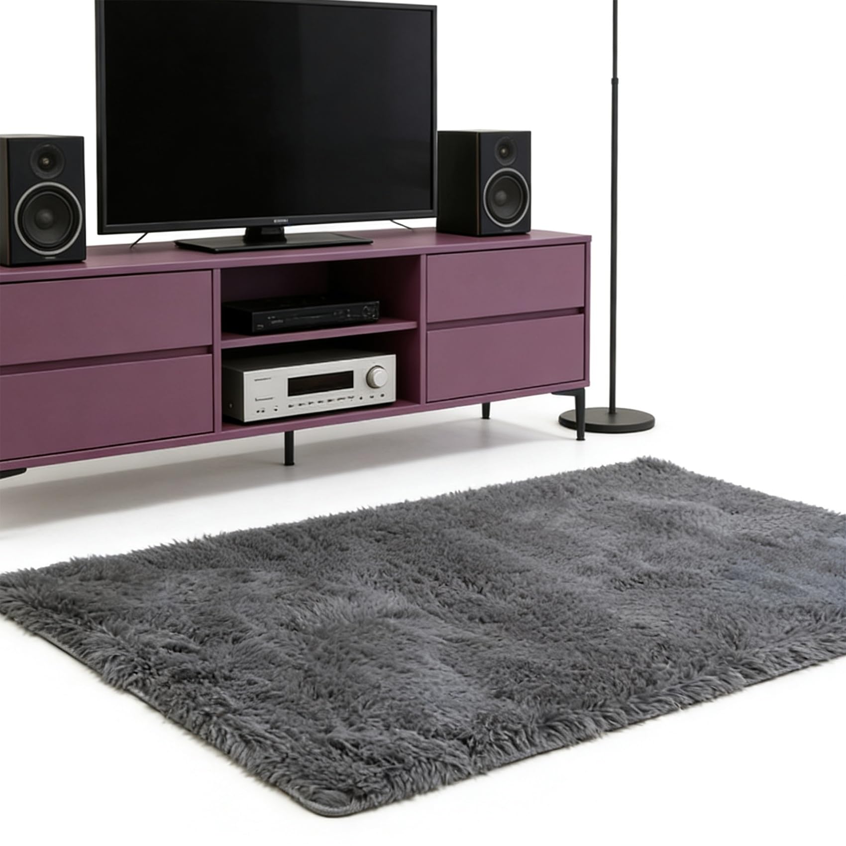 Dywan Shaggy 245 x 185 cm Antypoślizgowy, Miękki, Elegancki, Łatwy Do Czyszczenia, Nie Gubi Włosia, Zmywalny Miękki, Włochaty Dywan Do Sypialni, Salonu, Kuchni, Korytarza, Szary