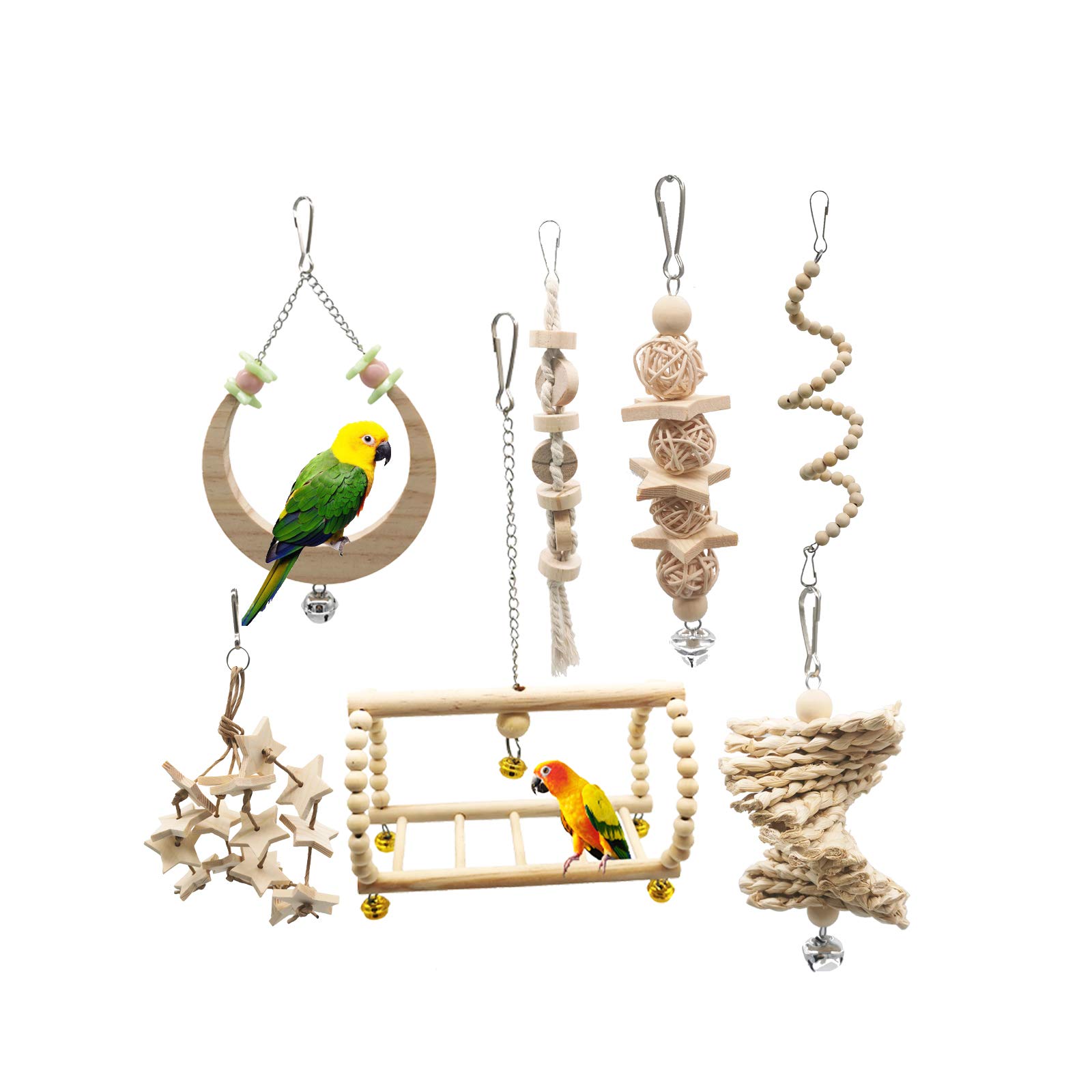 Buy GHY 7 Pieces of Bird Parrot Swinging, Chewing Play Toys, Pure