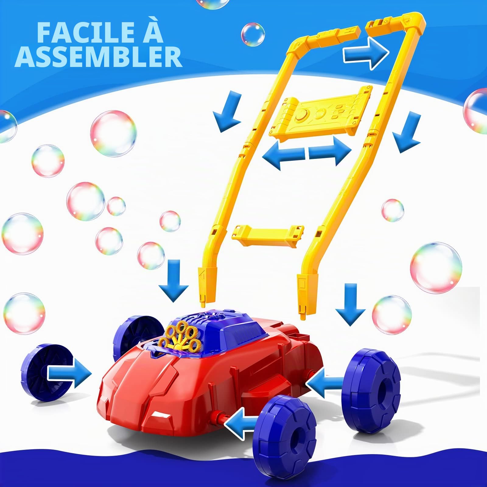 Doloowee Machine à Bulles Tondeuse pour Enfant, Chariot à Bulles électrique, Jouets de Fabricant de Bulles Automatiques, Jouet à Bulles pour Activités en Plein Air Enfant 3 4 5 Ans