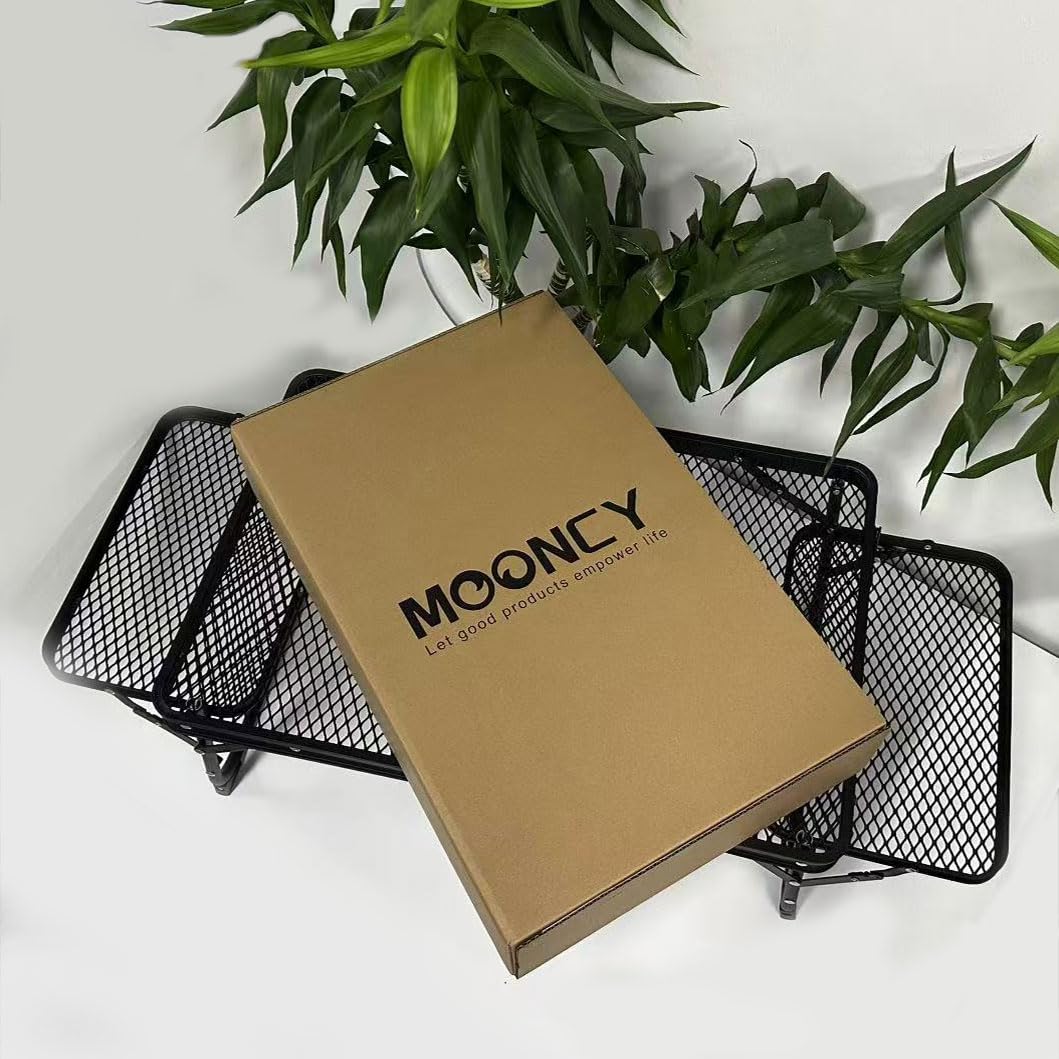 MOONCY Portable Desks, Camping Table with Mesh Desktop and Mesh Bag, Portable Picnic Table with Carry Handle, for Garden and BBQ