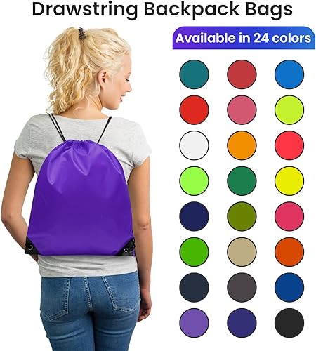 Miniatura 2 de DPEI 72Pcs Drawstring Backpack Bag Drawstring Gym Bags Bulk,Sport Bag, 24 Colors