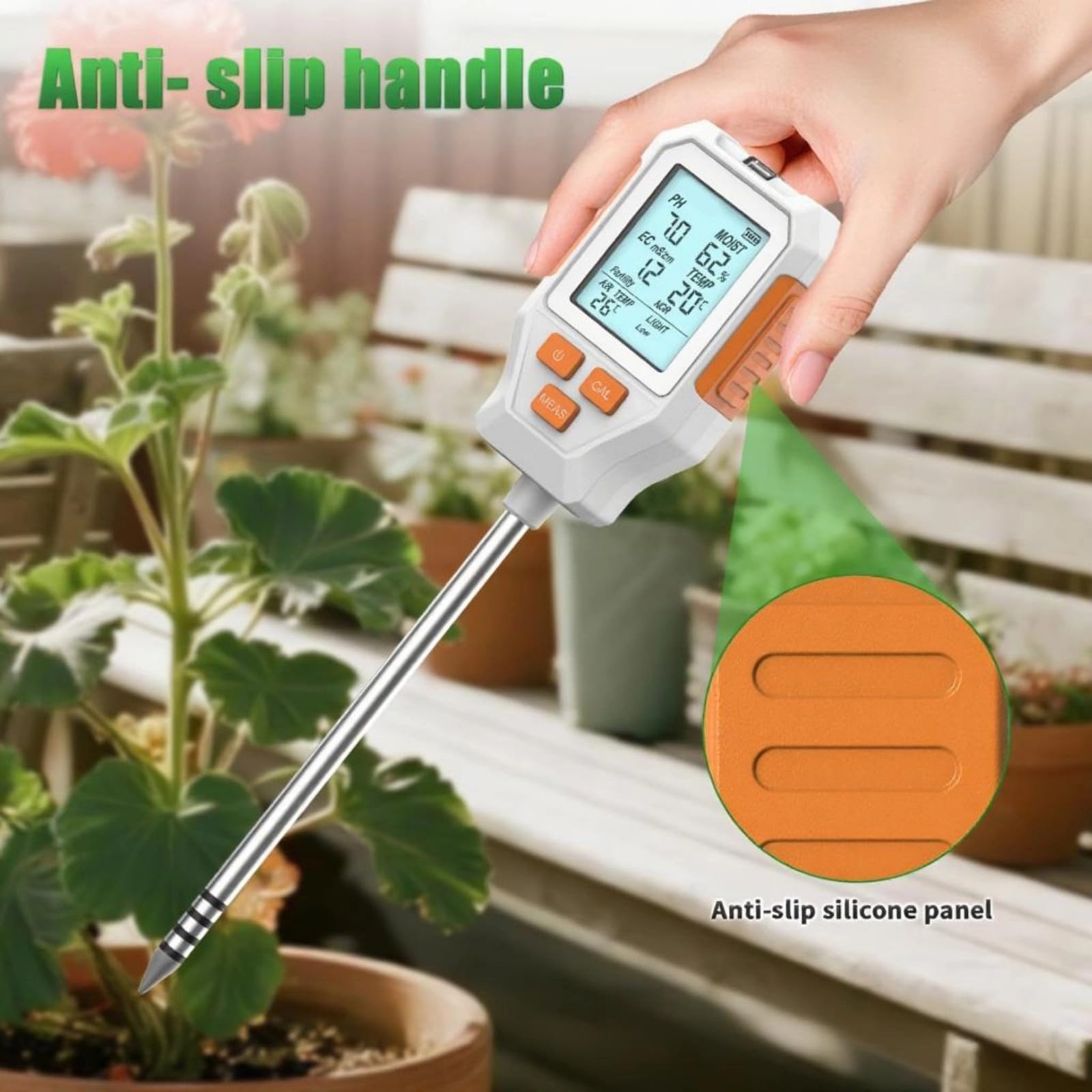 Monitor da pavimento, tester digitale con sensori ad alta precisione per monitorare umidità, temperatura, luce, fertilità, test da giardino