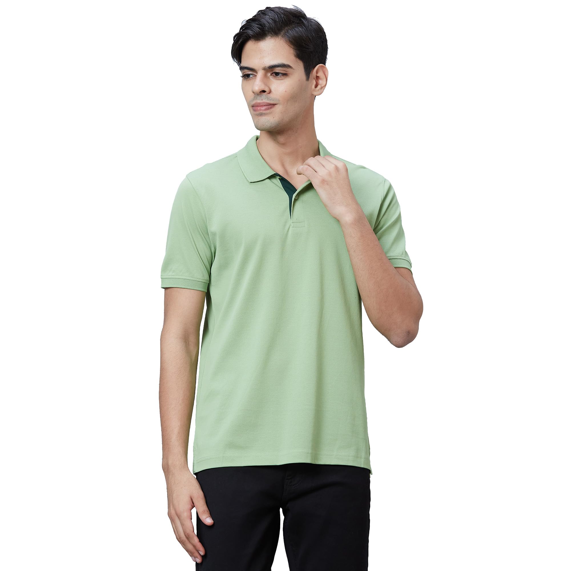 park avenue Slim Fit Pure Cotton Print Pattern Polo Neck Casual T-Shirt-picture-40