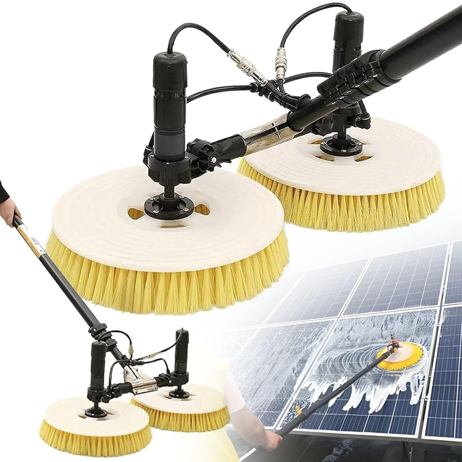 Aioneer Electric Solar Panel Cleaning Brush With Telescopic Rod For High Pile And Sloping Roofs-3.5m/11.48ft