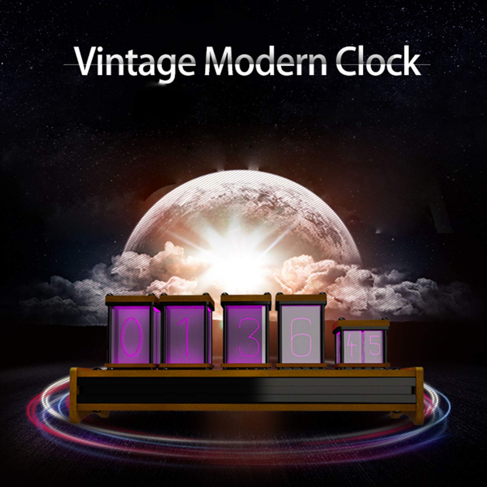 Cadeaux personnalisés, Horloge Intelligente de Tube de Lueur de LED, Horloge rétro de Tube de Nixie Polychrome, Cadeau d'anniversaire de décoration de Bureau d'horloge de