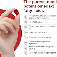 Vista 6 de Aceite de krill antártico 500 mg con omega-3, EPA, DHA y astaxantina y fosfolípidos, sin sabor a pescado, suplemento dietético para articulaciones