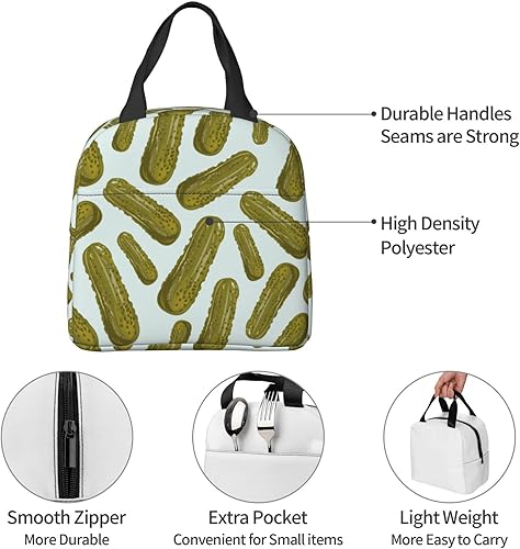 Miniatura 6 de VOOHDDY Bolsa de almuerzo con aislamiento para mujer, reutilizable, impermeable, portátil, enfriadora, térmica, para trabajo, oficina, picnic,