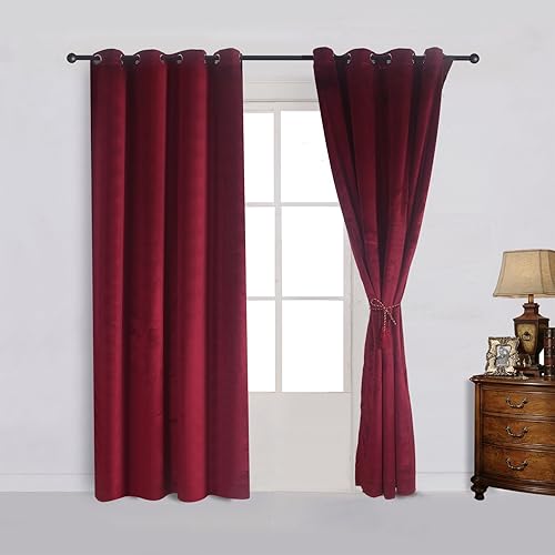 Miniatura 2 de Cherry Home Juego de 2 cortinas blackout de terciopelo, para oscurecer la habitación, paneles con ojales, de 52pulgadas de ancho por 84pulgadas de
