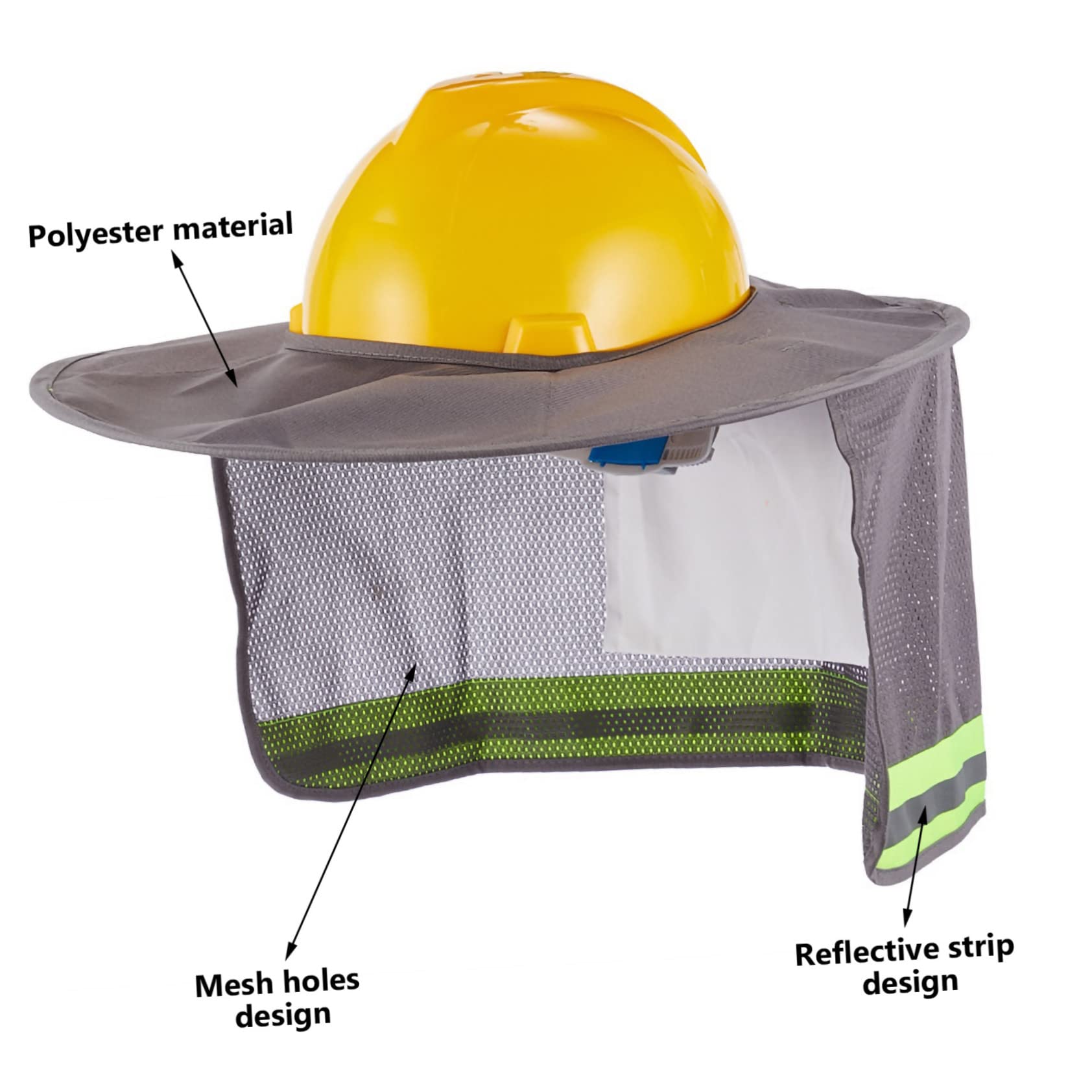 Uonlytech 10piezas Sombrero De Seguridad Protección Solar para Cuello Visera para Casco Transpirable Tiras Reflectantes Accesorio para Trabajos Al Aire y Construcción