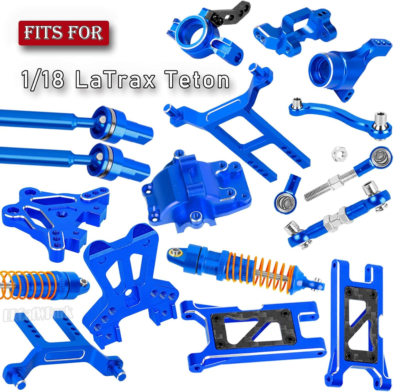 RC Upgrades Part for 1/18 LaTrax Teton,Chassis,A Arms,Drive Shaft Axles,Caster Block,Steering Blocks,Rear Stub Axle Carriers,Links,Differential Housing,Shocks,Shock Tower,Body Mounts,Navy Blue