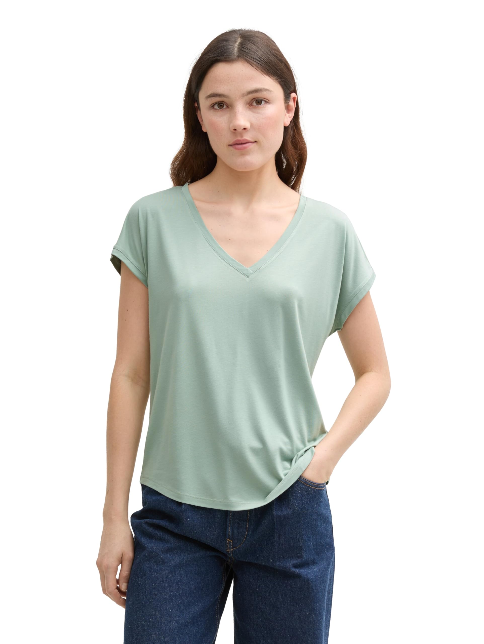 TOM TAILOR Denim Women's 1047121 T-Shirt, 13632-Fresh Mint Green, L