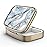 Pill Case Pill Box with Mirror Retro 2 Compartment Small Pill Case for Purse or Pocket Bronze Rectangular Pill Box or Vitamins, Fish Oil, Supplements, Pill Containe Travel GiftsWhite Blue Marble