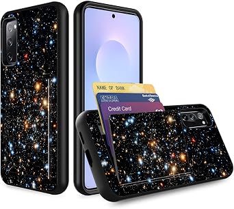 for Galaxy S20 Case with Card Holder,Heavy Duty Protective Dual Layer Shockproof Hidden Card Slot Slim Wallet Case for Samsung Galaxy S20,Colorful Starry Night Galaxy