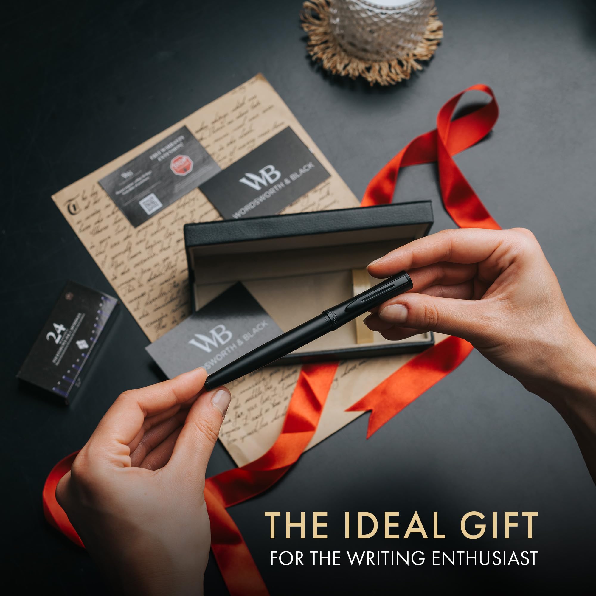 Wordsworth & Black Fountain Pen Set, Medium Nib, Includes 24 Pack Ink Cartridges, Ink Refill Converter & Gift Box - Image 3
