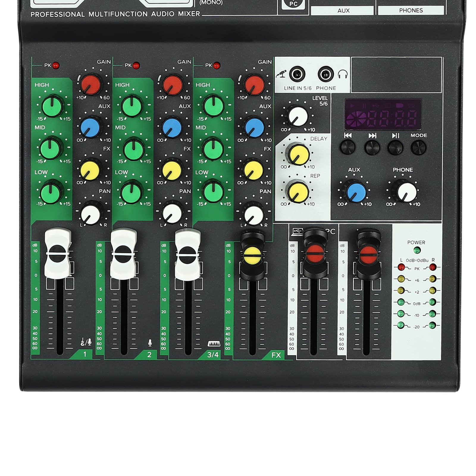 Mixer per DJ a 4 canali, mini mixer audio USB e mixer audio Bluetooth DJ controller, console di miscelazione, per KTV a casa, palcoscenico, bar, ecc