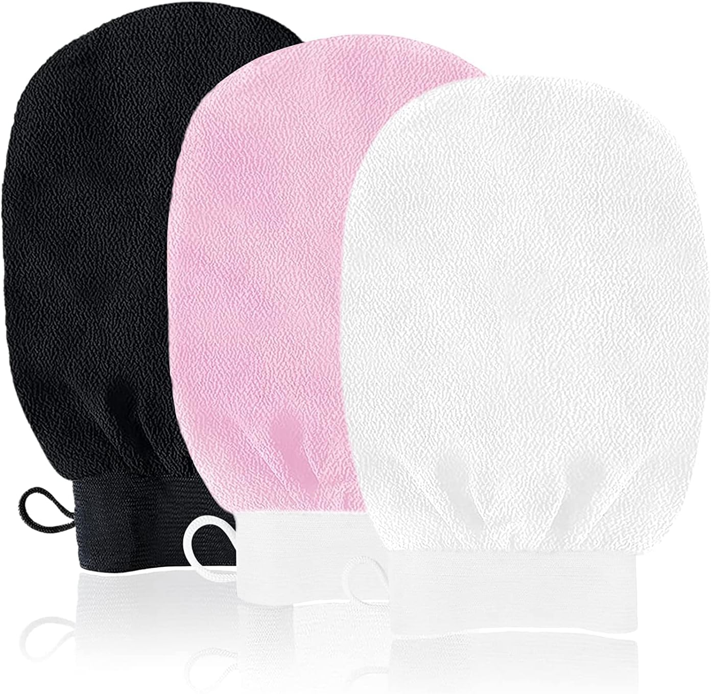 3 Pack Exfoliating Mitts Body Scrub Glove Bath SPA Exfoliating, Dual