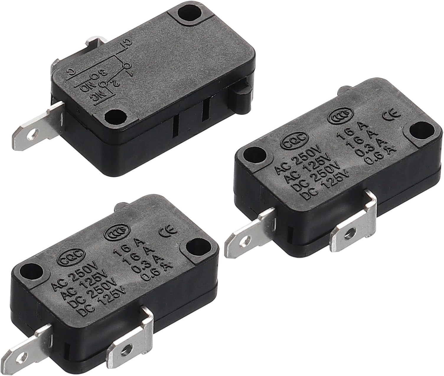 QUARKZMAN Microwave Oven Door Switch Oven Micro Switch Replacement Parts for Microwave Rice Cooker 2 Normally Closed Black Pack of 3