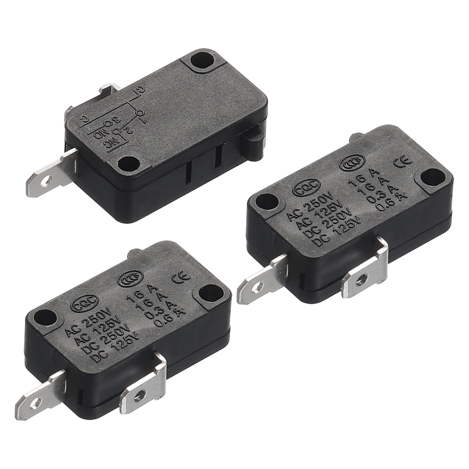 QUARKZMAN Microwave Oven Door Switch Oven Micro Switch Replacement Parts for Microwave Rice Cooker 2 Normally Closed Black Pack of 3