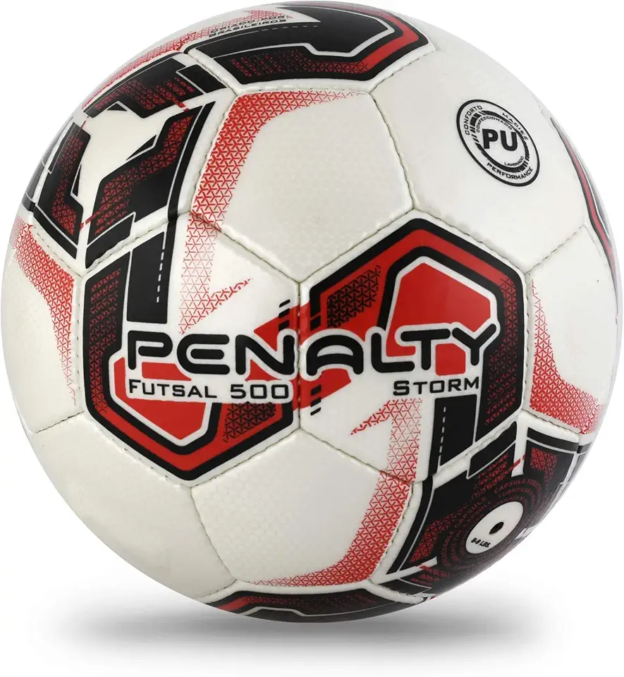 Bola Futsal Storm Penalty - Branca e Vermelha