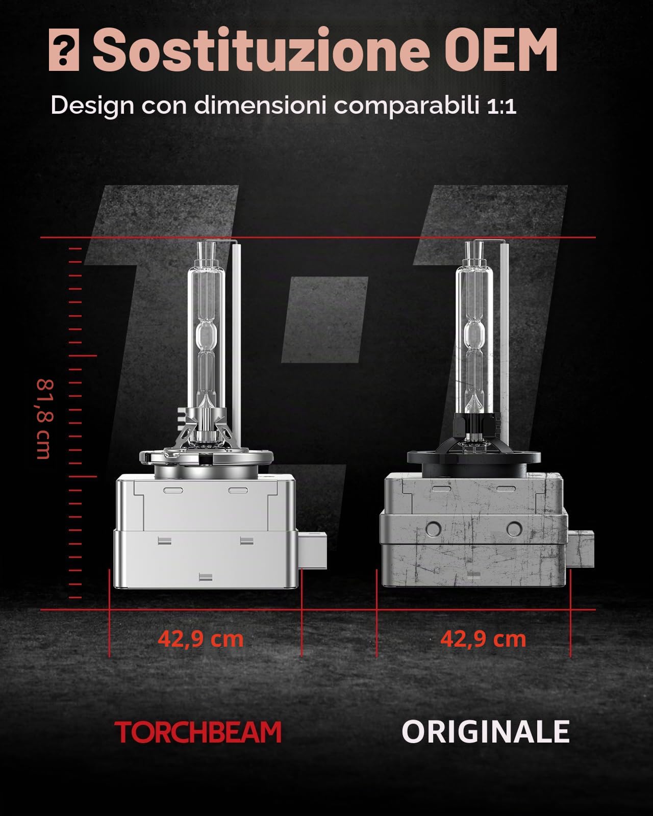 Torchbeam D1S LED Xenon lampada, 6000K 35W diamante lampadine allo xeno bianco, lampadine HID abbaglianti e anabbaglianti per gruppi HID, confezione da 2