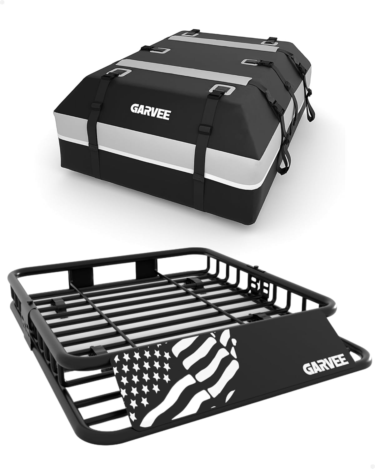 GarveeLife 51x36 Inch Universal Roof Rack Basket with 15 Cu Ft Waterproof Bag - 200 LBS Capacity for SUVs Trucks