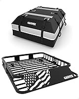 GarveeLife 51x36 Inch Universal Roof Rack Basket with 15 Cu Ft Waterproof Bag - 200 LBS Capacity for SUVs Trucks