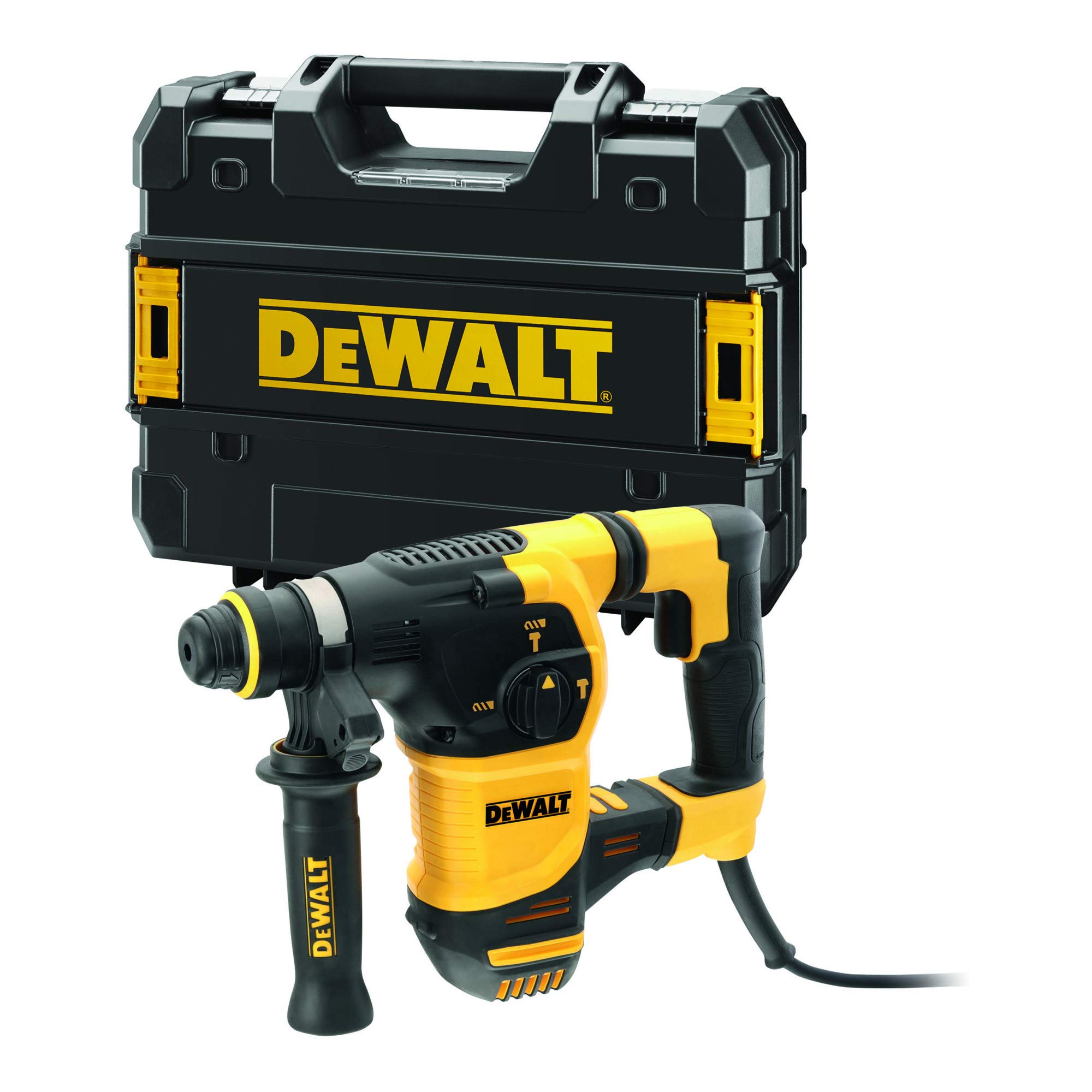 DEWALT D25333K-​QS - Martillo Perforador SDS-​Plus 30 mm, 950W, 3.5 J, 0-​1,​150 rpm, 0-​4,​300 IPM, Sistema de Control de Vibración, Incluye Maletín de Transporte, Empuñadura y Tope de Profundidad
