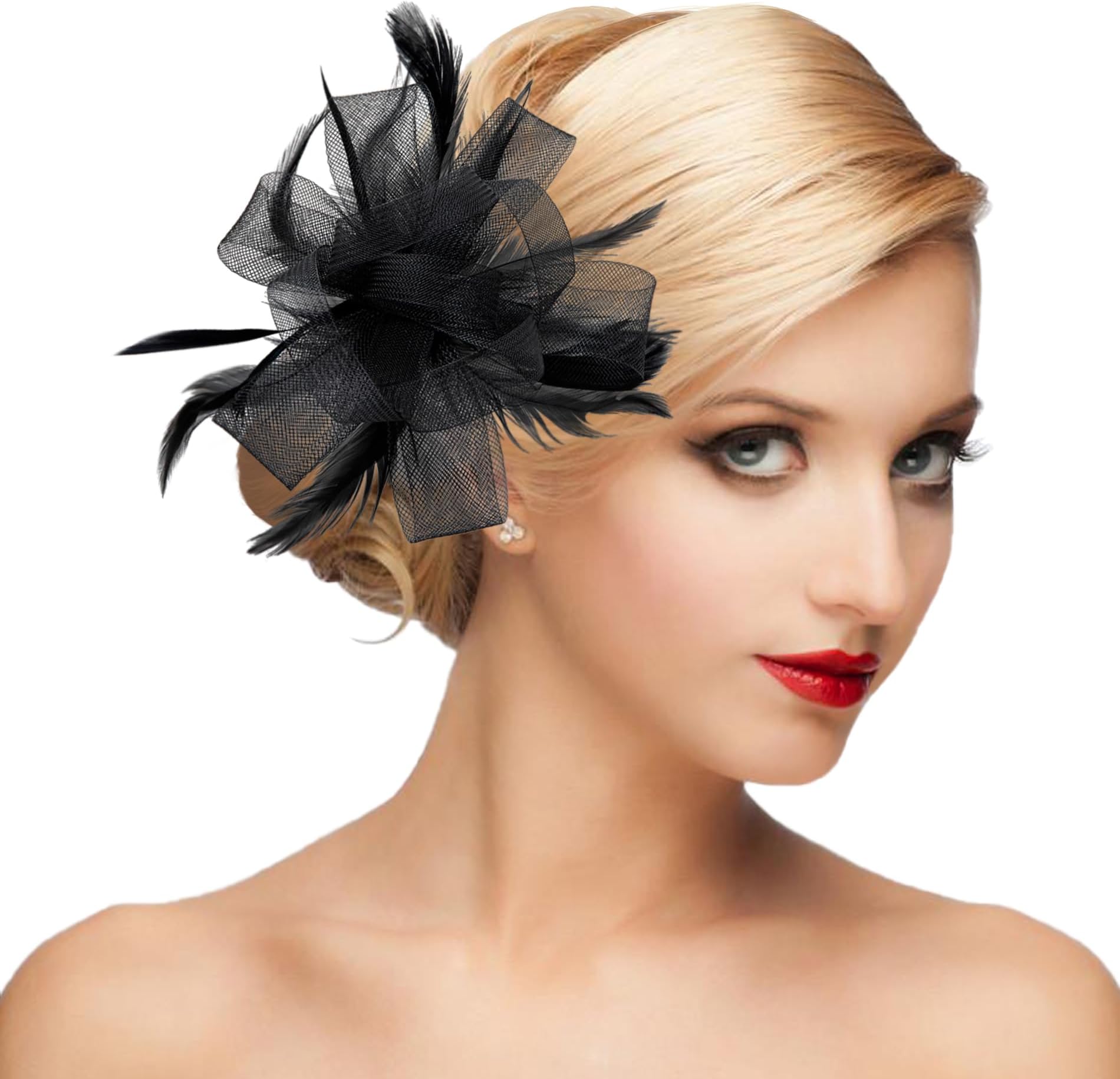 dressfan Womens Fascinator Hat Headpiece 20s Vintage Wedding Hair Accessories for Derby/Wedding/Cocktail/Tea Party